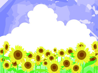 向日葵と入道雲