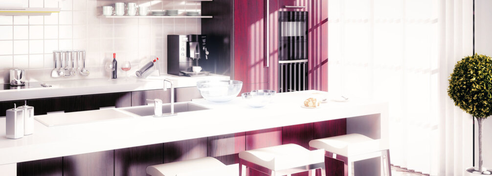 Entwurf einer modernen Kücheneinrichtung - 3D Visualisierung