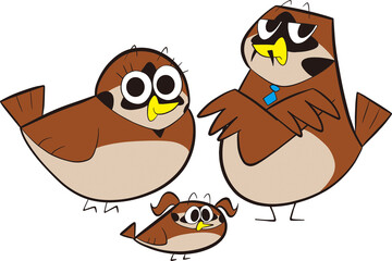 スズメの親子