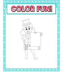 Worksheets template with color fun! text and Magician outline