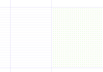 Document template illustration of dot and line grid combination. Use for notes, calendar, planner, diary, etc.