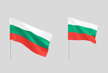 Flags Bulgarian. Set of national realistic flags Bulgaria.