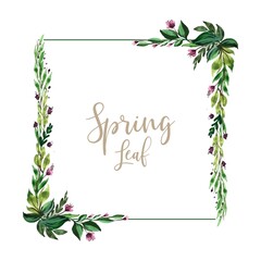 Decorative spring leaf frame card design