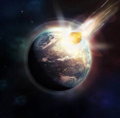 Fototapeta na wymiar Image of a meteor slamming into the earth in a world ending event- ALL design on this image is created from scratch by Yuri Arcurs team of professionals for this particular photo shoot