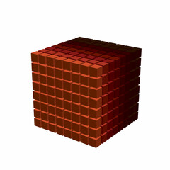 8x8 color gradient small cubes in shape of big cube. Technology concept. Voxel art. 3d Vector illustration.