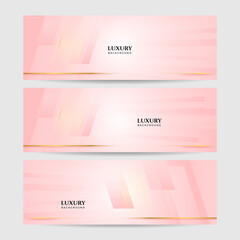 Naklejka premium Modern light pink and gold abstract background. Abstract geometric shape pink gold background with light and shadow 3D layered for presentation design.