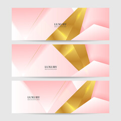 Modern light pink and gold abstract background. Abstract geometric shape pink gold background with light and shadow 3D layered for presentation design.