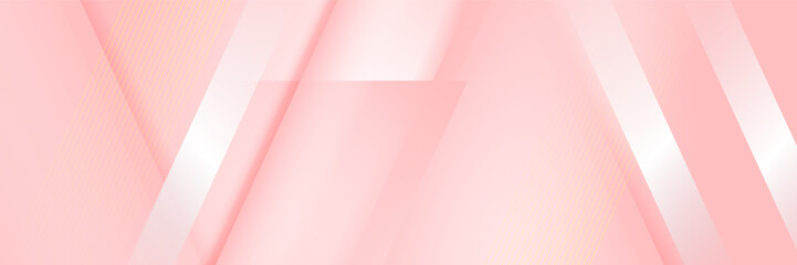Obraz premium Modern light pink and gold abstract background. Abstract geometric shape pink gold background with light and shadow 3D layered for presentation design.