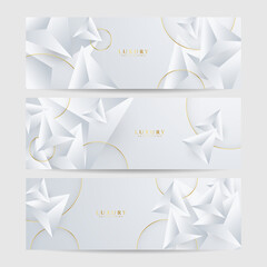 Set of white and gold luxury line banner background