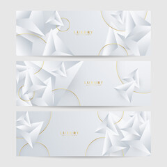 Fototapeta premium Set of white and gold luxury line banner background
