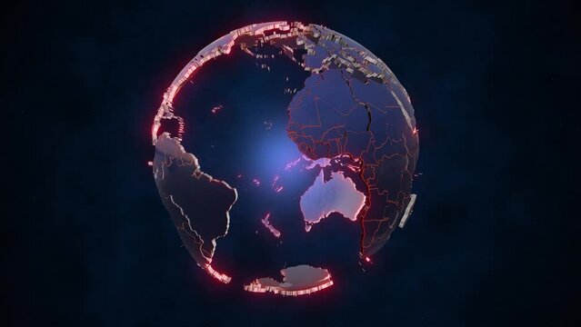 3D Globe Animation and Earth, Rendering, Background, Loop, 4k