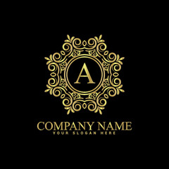 Vintage and luxury logo template Premium Vector,Royalty