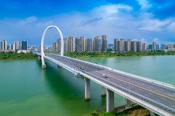 Urban environment of Baisha bridge in Liuzhou, Guangxi, China