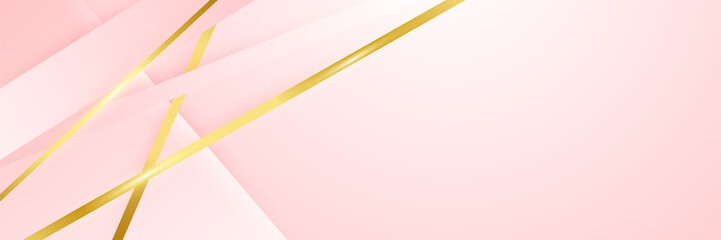 Modern light pink and gold abstract background. Abstract geometric shape pink gold background with light and shadow 3D layered for presentation design.