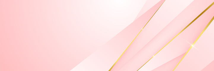 Modern light pink and gold abstract background. Abstract geometric shape pink gold background with light and shadow 3D layered for presentation design.