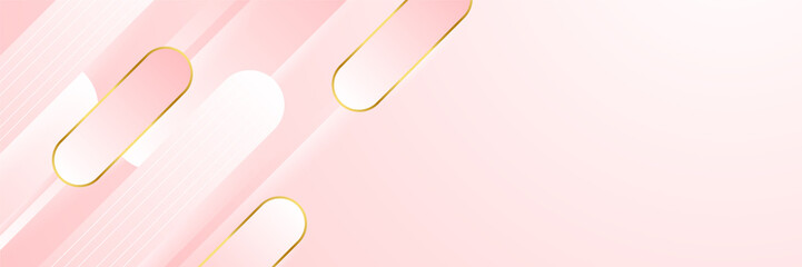 Modern light pink and gold abstract background. Abstract geometric shape pink gold background with light and shadow 3D layered for presentation design.