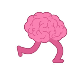 Brain is running. Runaway brains. Brain drain concept