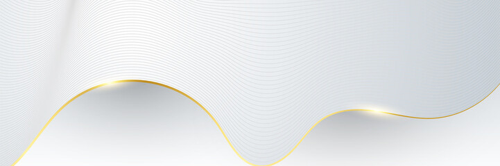 Luxury gold background vector. Abstract white and golden lines background with glow effect. Modern style wallpaper for poster, ads, sale banner, business presentation and packaging design.