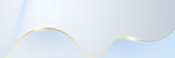 Abstract luxury light blue white and gold banner background. Vector abstract graphic design banner pattern background illustration template.