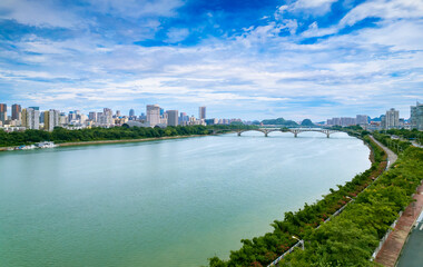 Obraz premium Urban scenery on both sides of Liujiang River in Liuzhou, Guangxi, China