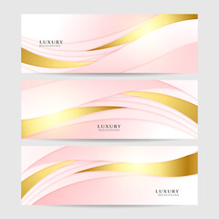 Abstract pink and gold banner background