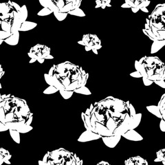 pattern white lotus flower, petals, planet earth inside, surrealism illustration, on dark  background	