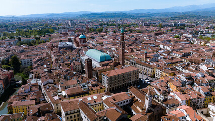 Obraz premium Aerial view at Vicenza Italy with the Basilica Palladiana on a sunny afternoon