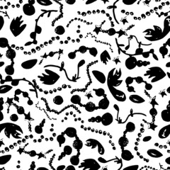 Pattern black accessory , precious stones, jewelry, on a white background for your design seamless	