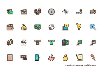 Money line icon set. Simple outline signs
