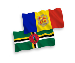 Flags of Dominica and Andorra on a white background