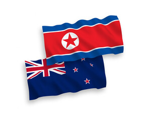 Flags of North Korea and New Zealand on a white background