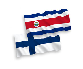 Flags of Finland and Republic of Costa Rica on a white background