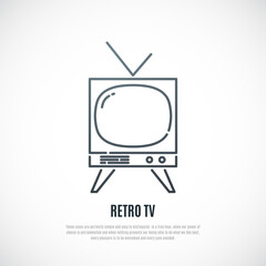 Retro TV icon isolated on white background. Old TV emblem. Stock vector illustration.