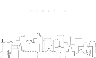 Fototapeta premium Outline Phoenix skyline. Trendy template with Phoenix city buildings and landmarks in line style. Stock vector design.