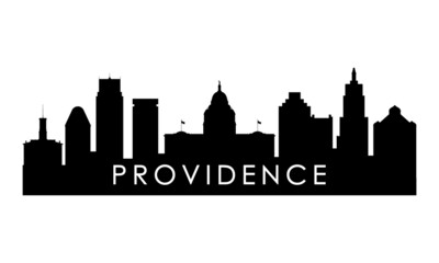 Fototapeta premium Providence skyline silhouette. Black Providence city design isolated on white background.