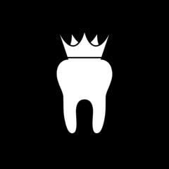 Crown on tooth icon isolated on dark background