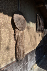 落柿舎　蓑と傘　京都市右京区嵯峨野