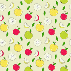 Apple seamless pattern. Vector design.
