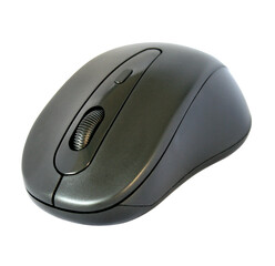 black computer mouse isolated on white background