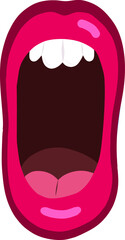 Female mouth expressions in comic style. Different emotions through lips. Mouth smiling. Mouth Laughing. Yelling mouth.