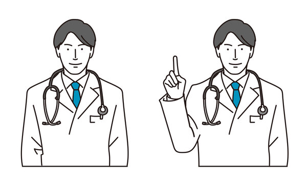 指差しをするアジア人の男性医師