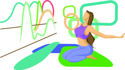 Young girl doing the yoga sports illustrator vector.