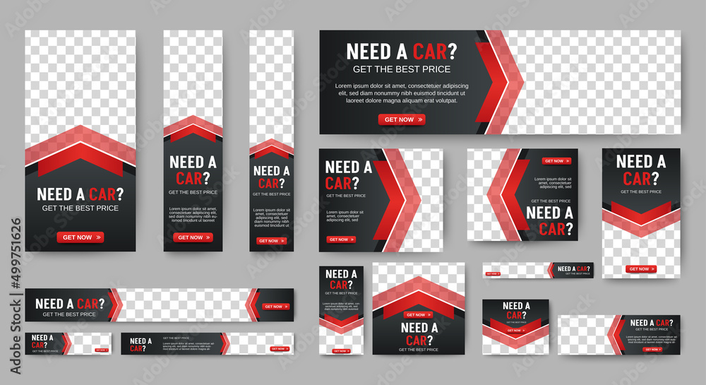 Canvas Prints car rental banners design web template set, horizontal header web banner. gradient black and red. co