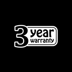 Warranty guarantee 3 year icon isolated on dark background