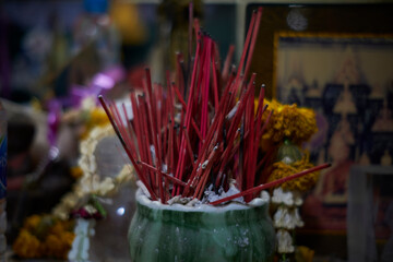 incense sticks in a buddhist temple
