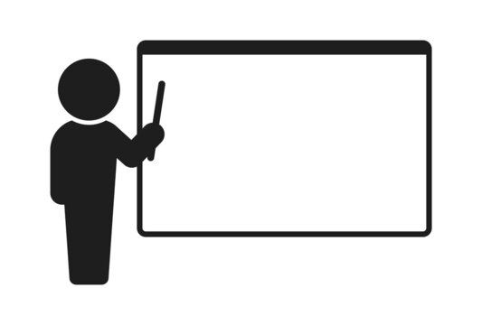 何も書かれていないホワイトボードの前に立って説明する人 - 授業・セミナーのイメージ素材