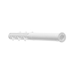Plastic dowel for construction work and repairs on a white isolated background.