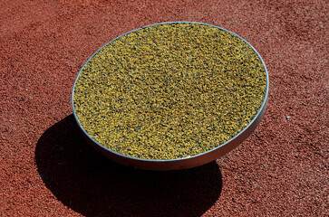 fitness sports fields with stainless steel tools resemble torture tools with chains and handles....