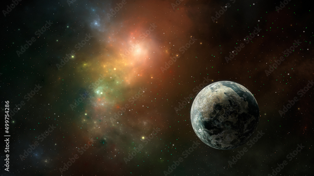 Canvas Prints space background. colorful nebula with planet and starfield. elements furnished by nasa. 3d renderin