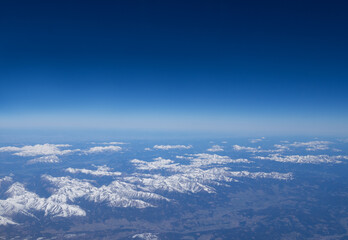 Top view of high mountains southern alps in South island New Zealand.